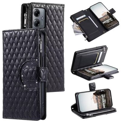 Glitter Leather Wallet Case for OPPO Reno 10 Pro+, Black
