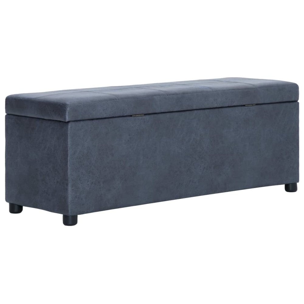 KTHLBRH Storage Bench Ottoman, 116 cm, Gray Suede-Look