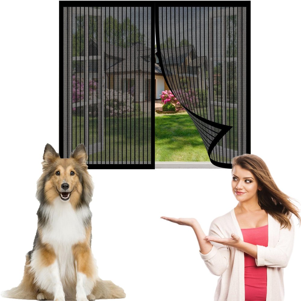 Premium Slim Insect Screen 60 x 75 cm, No Drilling, Hook-and-Loop Tape, Easy Installation, Black