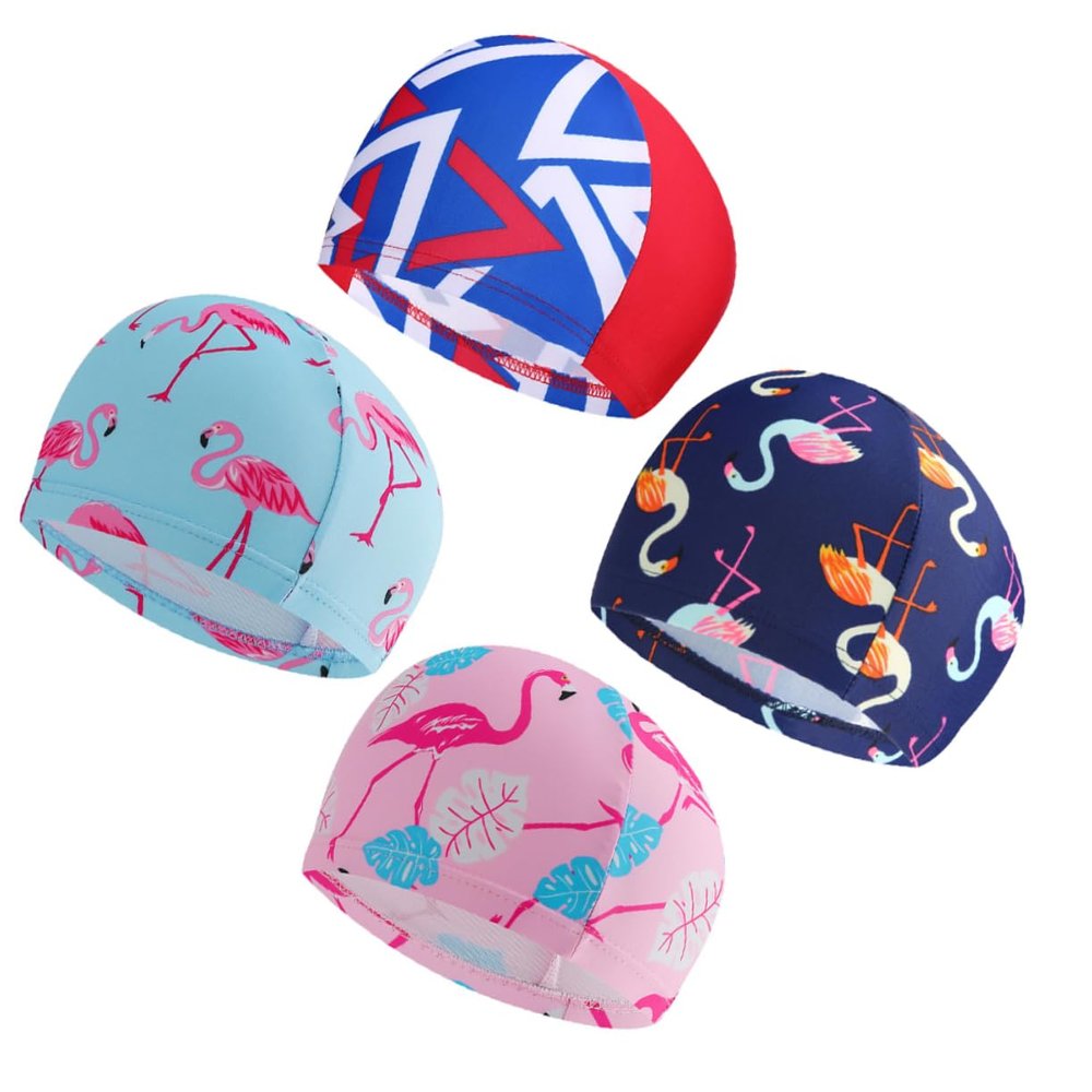 Gogogmee 4-Piece Cartoon Swim Cap Set for Boys and Girls