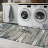 SUCERU Abstract Runner Rug, Washable Non-Slip, Brown and Blue, 120 x 150 cm view 4