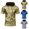 WAZHAKU Men's 1970s Disco Carnival Costume Metallic Sequin Short-Sleeve Hoodie view 2