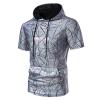 WAZHAKU Men's 1970s Disco Carnival Costume Metallic Sequin Short-Sleeve Hoodie view 3