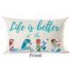 Ramirar Blue Word Art Decorative Lumbar Pillow Cover, "Life Is Better at the Lake," Cotton Linen, 12 x 20 in view 2