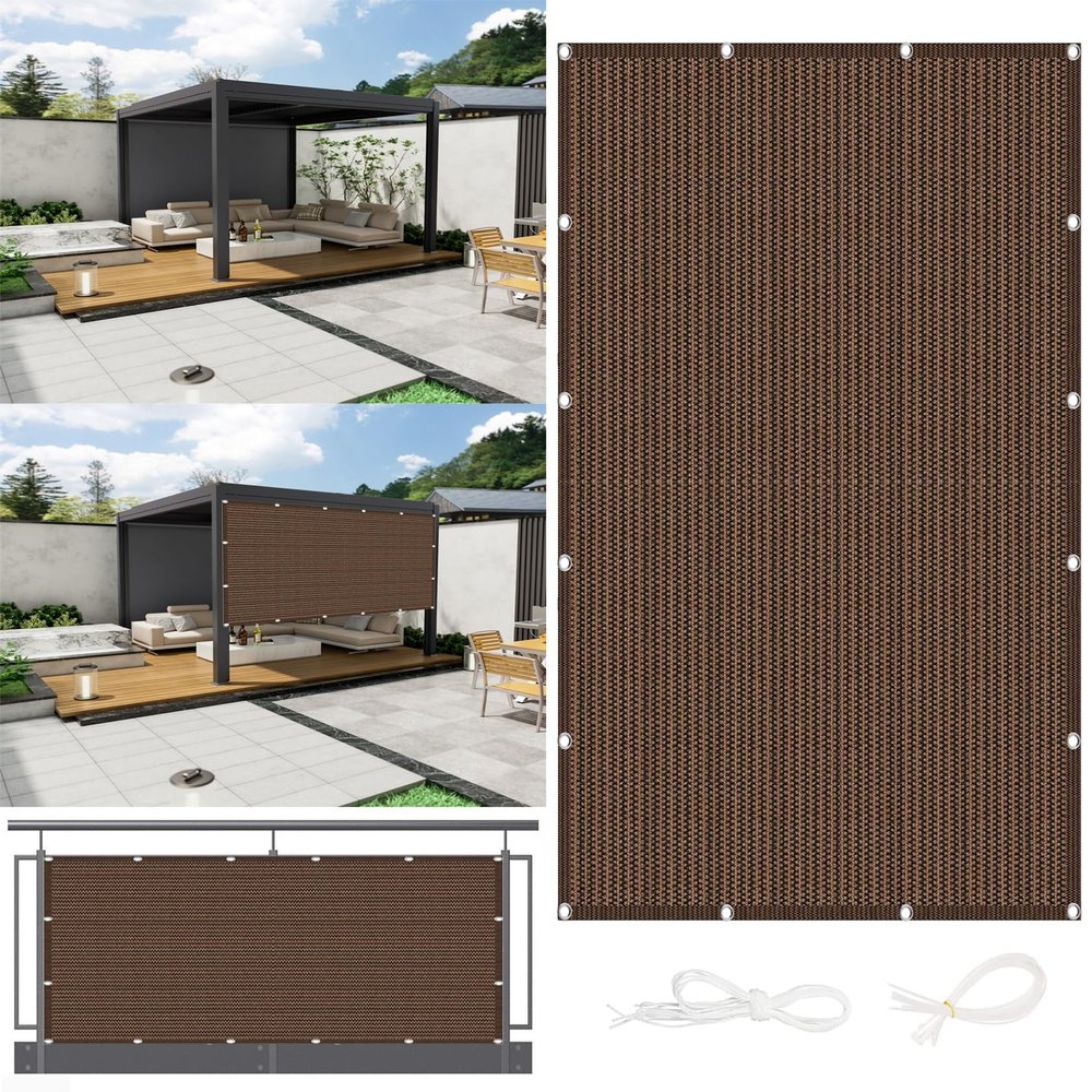 Shade Sail 130 x 600 cm, HDPE Weather-Resistant Breathable Sun Shade, Brown
