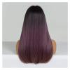 Long Straight Synthetic Wig with Bangs for Women, Bob Style, Lilac, Purple, Brown, Ombre, Gray view 1