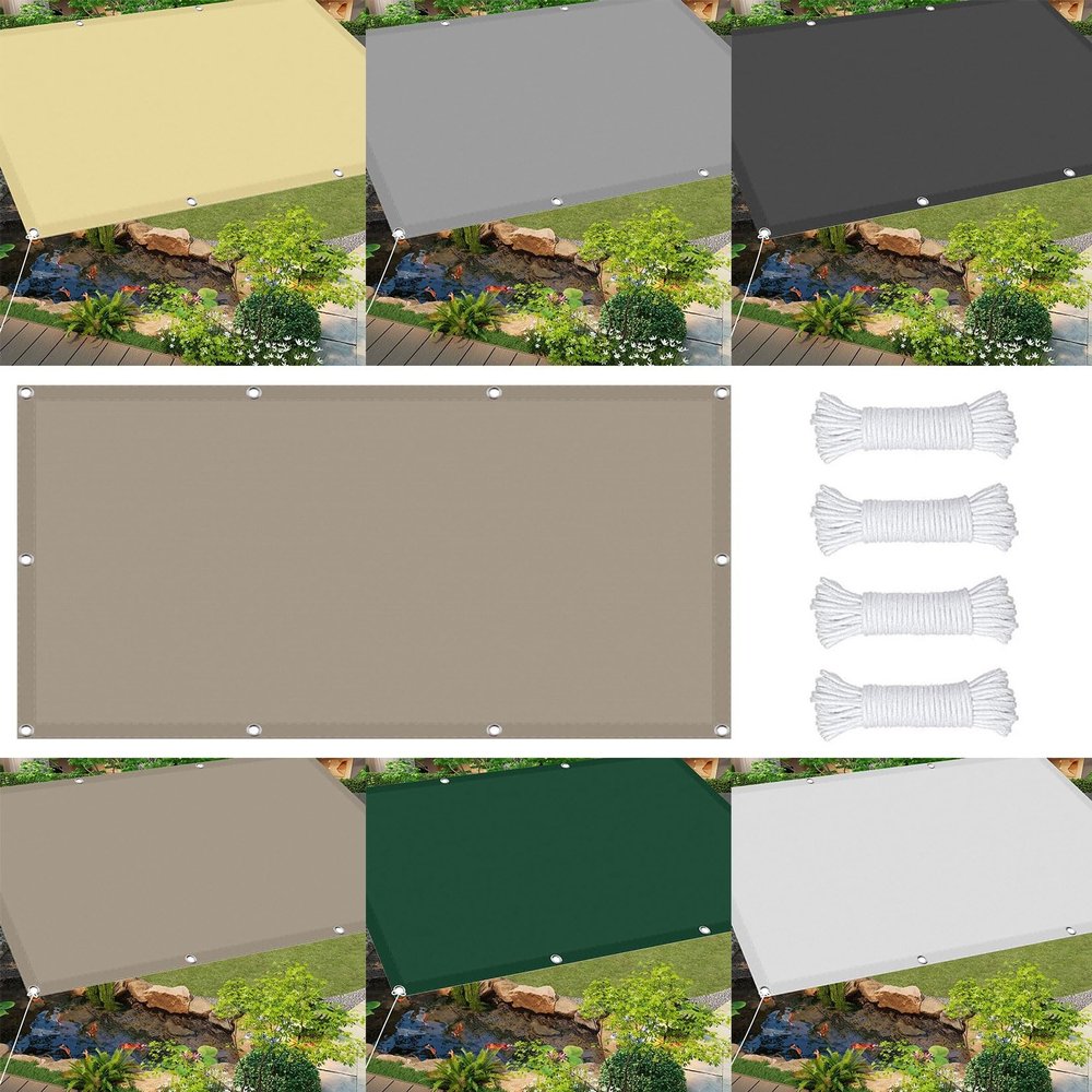 Shade Sail Balcony 5.5 x 7.5 m, UV and Wind Protection, Privacy Screen, Taupe