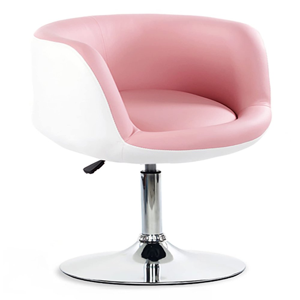 Height-Adjustable Leather Swivel Makeup Chair with Backrest