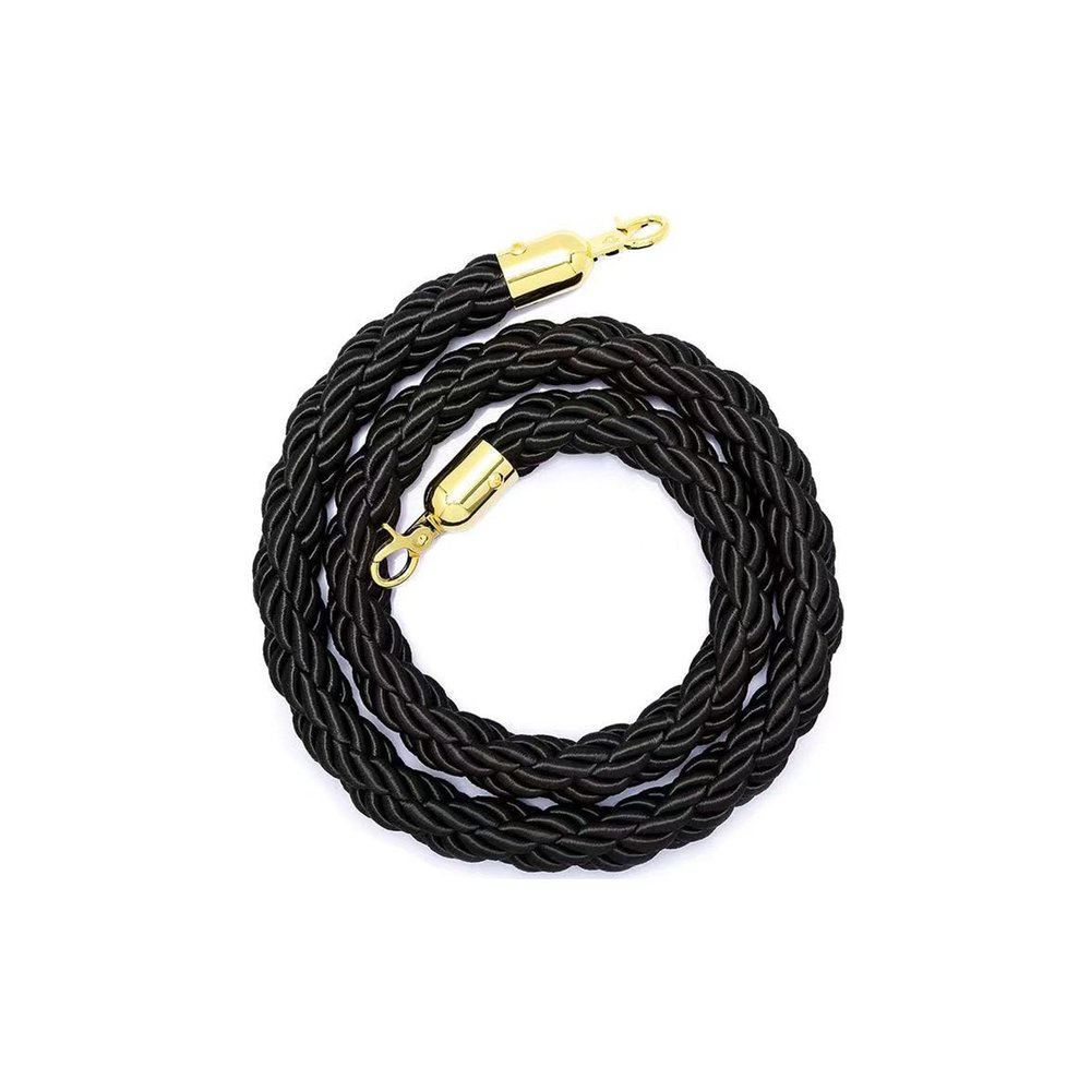 BNZCZY Black Nylon Barrier Rope with Hooks for Crowd Control, 1 m