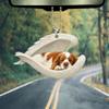 Talataca Cavalier King Charles Sleeping Angel Wing Memorial Dog 2D Flat Car Rearview Mirror Pendant, Christmas Tree Ornament and Hanging Decor Gift view 3