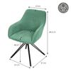 ML-Design Swivel Dining Chair, Green Woven Fabric, Armrests and Backrest view 3
