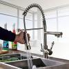 MYVVKIA Brushed Nickel Kitchen Faucet, Double Swivel Spout, Pull-Down Faucet for Hot and Cold Water view 1