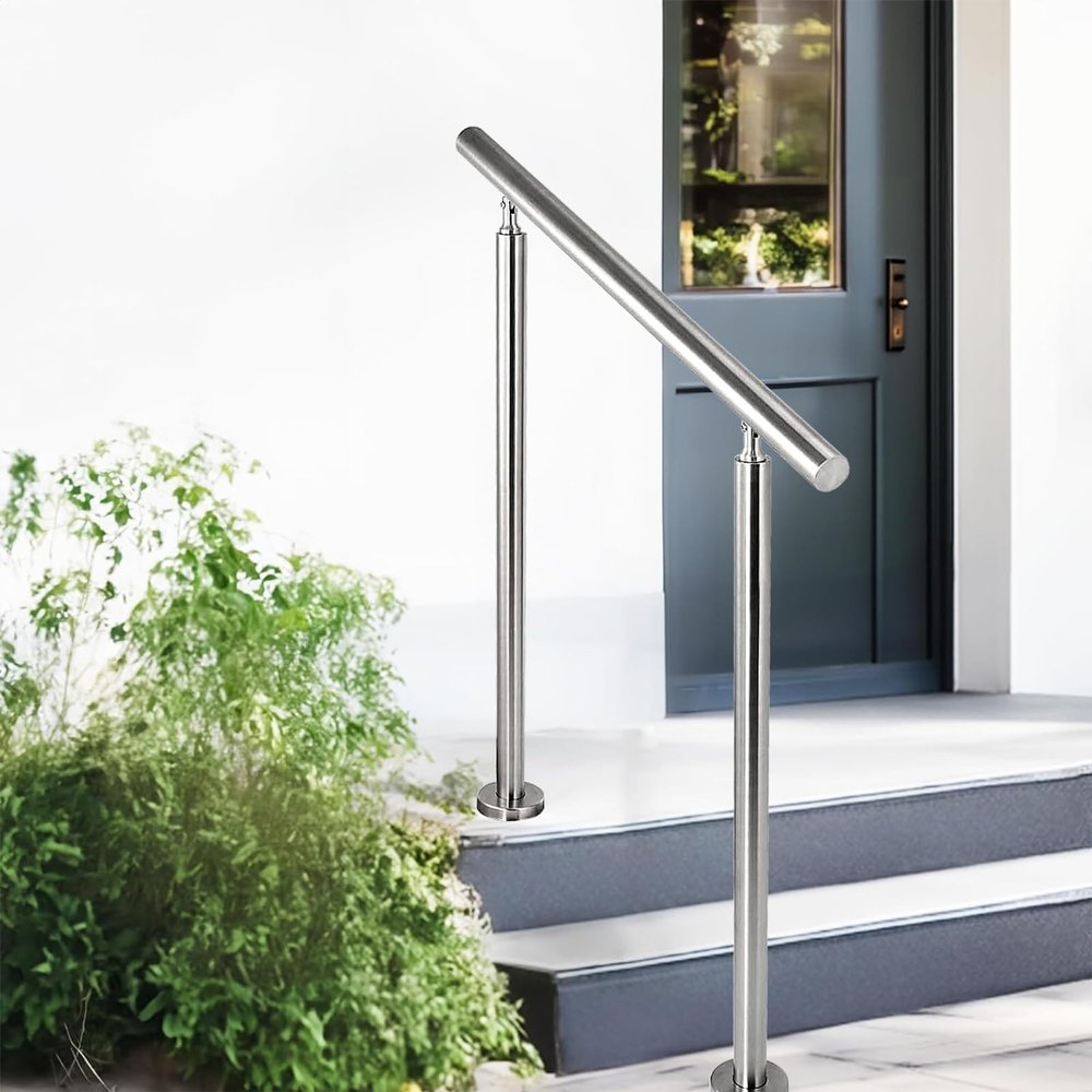 Renmlion Stainless Steel Handrail with Installation Kit, 90 cm, Height 105 cm