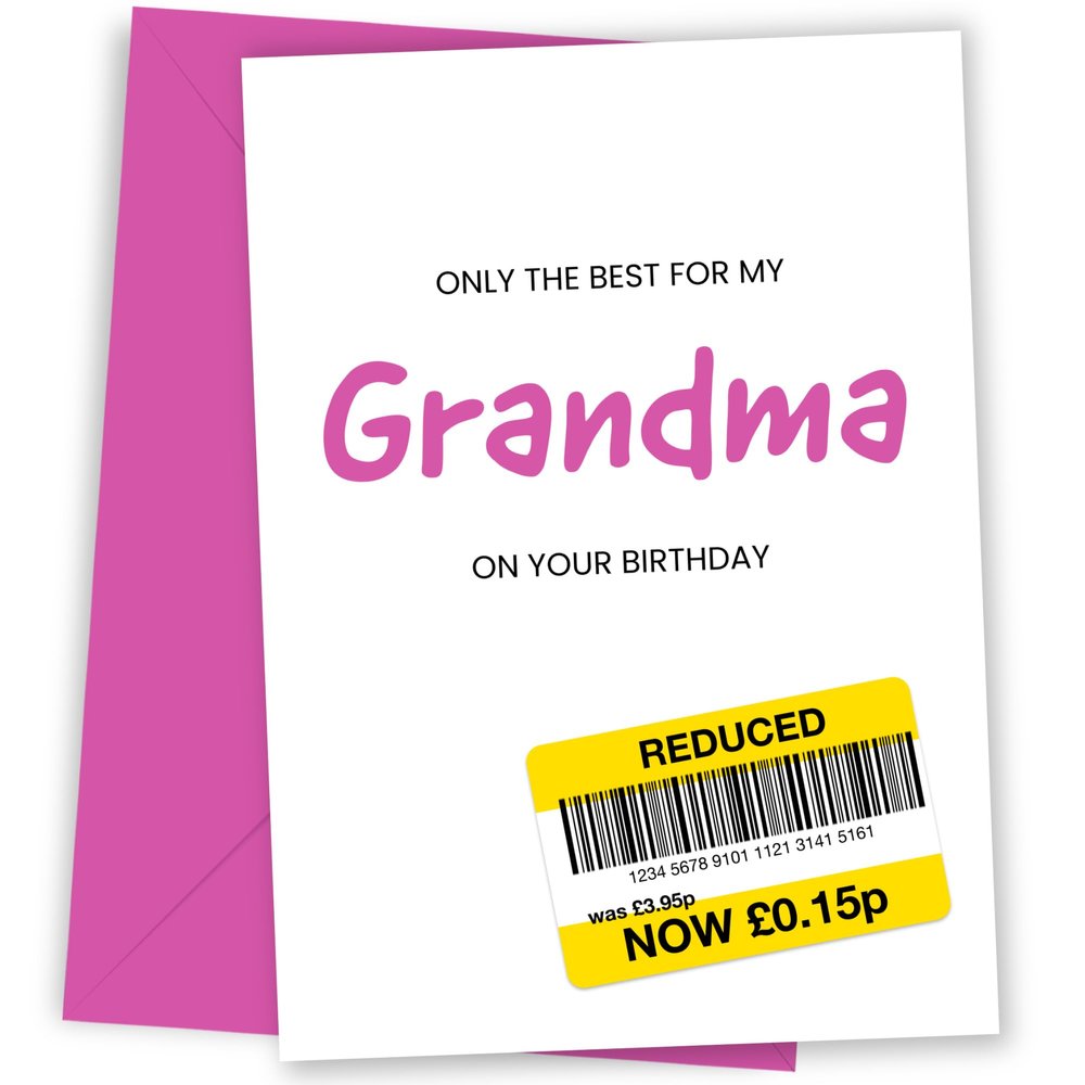 Hey Chimp Funny Birthday Card for Grandma, 15p Barcode Sticker
