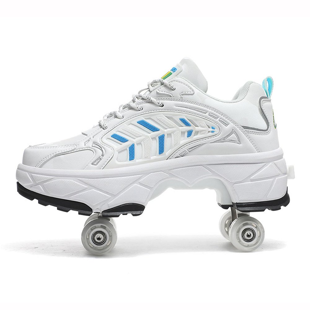 Convertible Roller Shoes with Wheels, White, Size 36