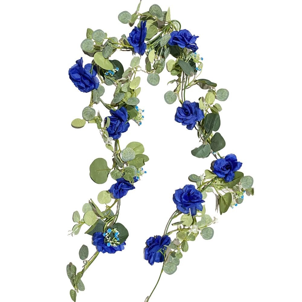 Ttiy Artificial Blue Rose Vine Garland, 1 Piece