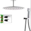 SANTPOT Ceiling-Mounted 16-Inch Rain Shower Mixer Set with Thermostatic Valve, Concealed Box, 12-Inch Square Wall and Round Ceiling Shower view 1