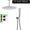 SANTPOT Ceiling-Mounted 16-Inch Rain Shower Mixer Set with Thermostatic Valve, Concealed Box, 12-Inch Square Wall and Round Ceiling Shower view 2