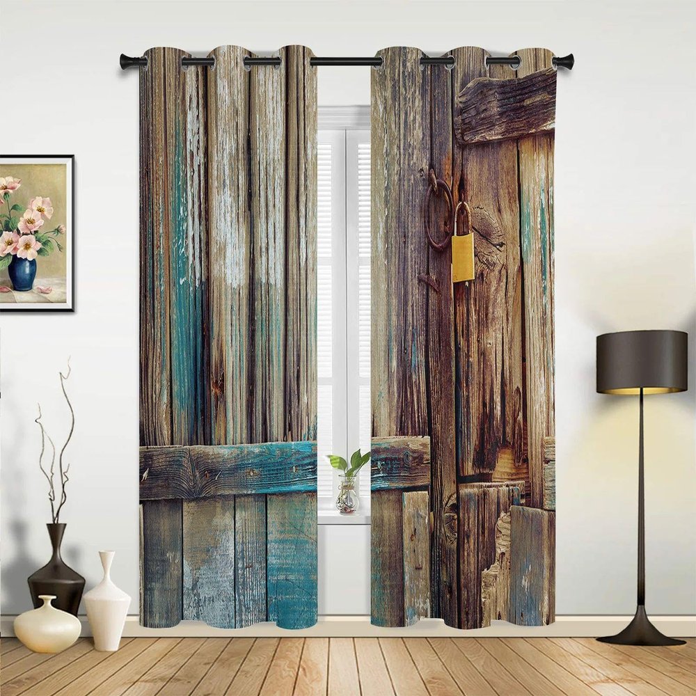 IKDZCM Vintage 3D Printed Curtains, 2 Panels, 140 x 270 cm