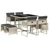 Juroupi 9-Piece Garden Dining Set with Cushions, Light Gray Poly Rattan view 2