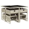 Juroupi 9-Piece Garden Dining Set with Cushions, Light Gray Poly Rattan view 3