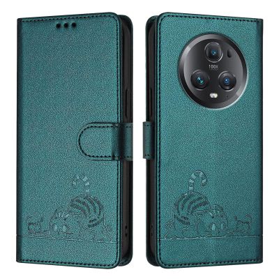 MOJIA Flip Case for Honor Magic 5 Pro / Magic5 Pro, Premium PU Leather Wallet Case with Card Holder and RFID Protection, Dark Green