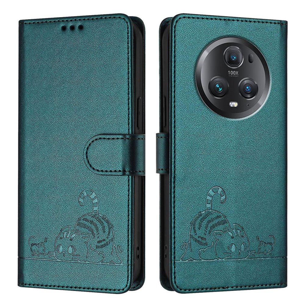 MOJIA Flip Case for Honor Magic 5 Pro / Magic5 Pro, Premium PU Leather Wallet Case with Card Holder and RFID Protection, Dark Green