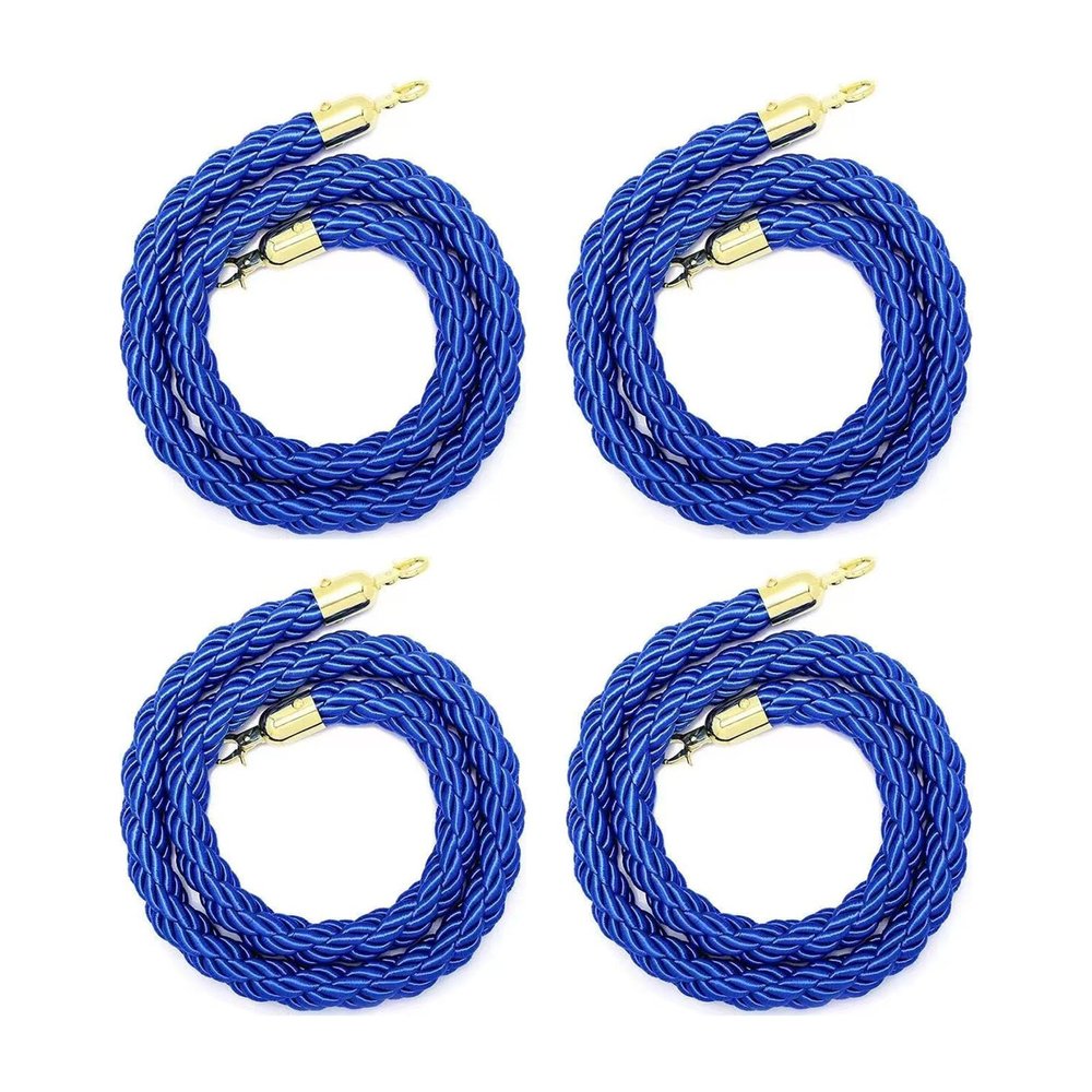 BNZCZY 4 Blue Queue Barrier Ropes with Hooks, 2 m