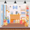 BELECO 2.1 x 1.5 m Cartoon Pet Shop Photo Backdrop view 2