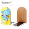 Tilivyx Pair of Wooden Bookends, Blue Elephant Cartoon, Non-Slip, 12.8 × 8.0 × 2.5 cm view 2