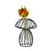 ZHDOKA Mushroom-Shaped Desktop Plant Vase with Glass Test Tube, Metal Stand, Black view 1