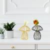 ZHDOKA Mushroom-Shaped Desktop Plant Vase with Glass Test Tube, Metal Stand, Black view 2