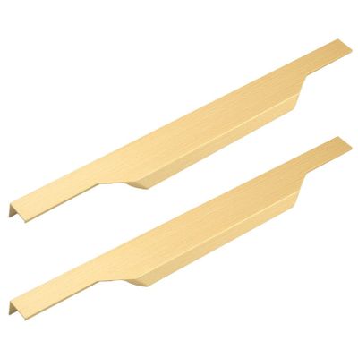 Cabinet Handles, Concealed Finger Edge Pulls, Brushed Gold, 2-Piece Set