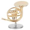 Miniature French Horn Replica Ornament with Shiny Finish and Base view 1