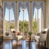 BOYOUTH Elegant Floral Lace Curtain with Waterfall Pearls, Gray, 99 cm Wide view 2