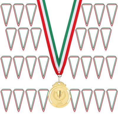 GeeRic 30-Piece Medal Ribbon Lanyards with Snaps, Striped