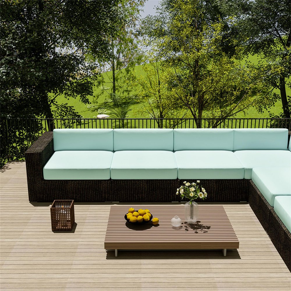 Morbuy Seat Cushion Cover for Rattan Furniture, Outdoor Lounge Furniture, Zippered, Waterproof, 60 x 60 x 10 cm, Sky Blue
