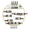Round Wall-Mounted Wine Rack with Wine Glass Holder, Gold view 1