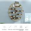 Round Wall-Mounted Wine Rack with Wine Glass Holder, Gold view 3