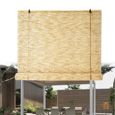 Outdoor Bamboo Roll-Up Blind, Light-Filtering Natural Reed Shade