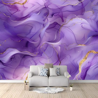 Purple Marble Photo Wallpaper 350 x 256 cm, Non-Woven Wall Mural