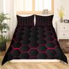 Kids Red and Black Honeycomb Geometric Duvet Cover Set 220 x 240 cm with 2 Pillowcases view 1
