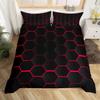 Kids Red and Black Honeycomb Geometric Duvet Cover Set 220 x 240 cm with 2 Pillowcases view 3