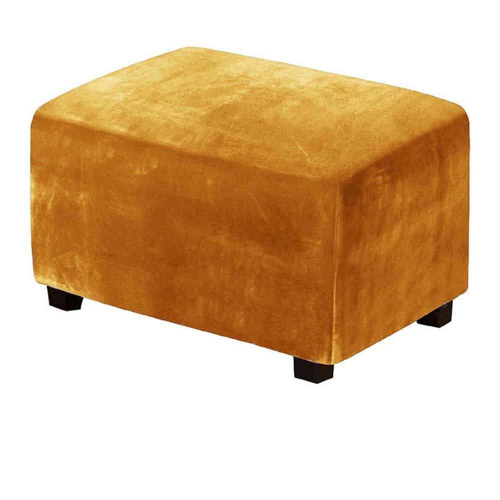 HHONGWYT Velvet Rectangular Ottoman Footstool Cover, Stretch, Washable, XL #2, 150 x 65 x 40 cm