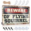 Funny Metal Tin Sign for Bar, Beware of Flying Squirrel, Wall Decor, 20 x 30 cm view 1