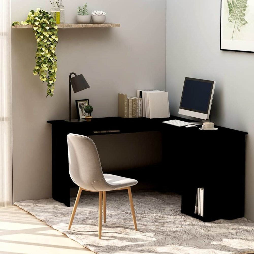 L-Shaped Corner Desk, 120 x 140 x 75 cm, Black