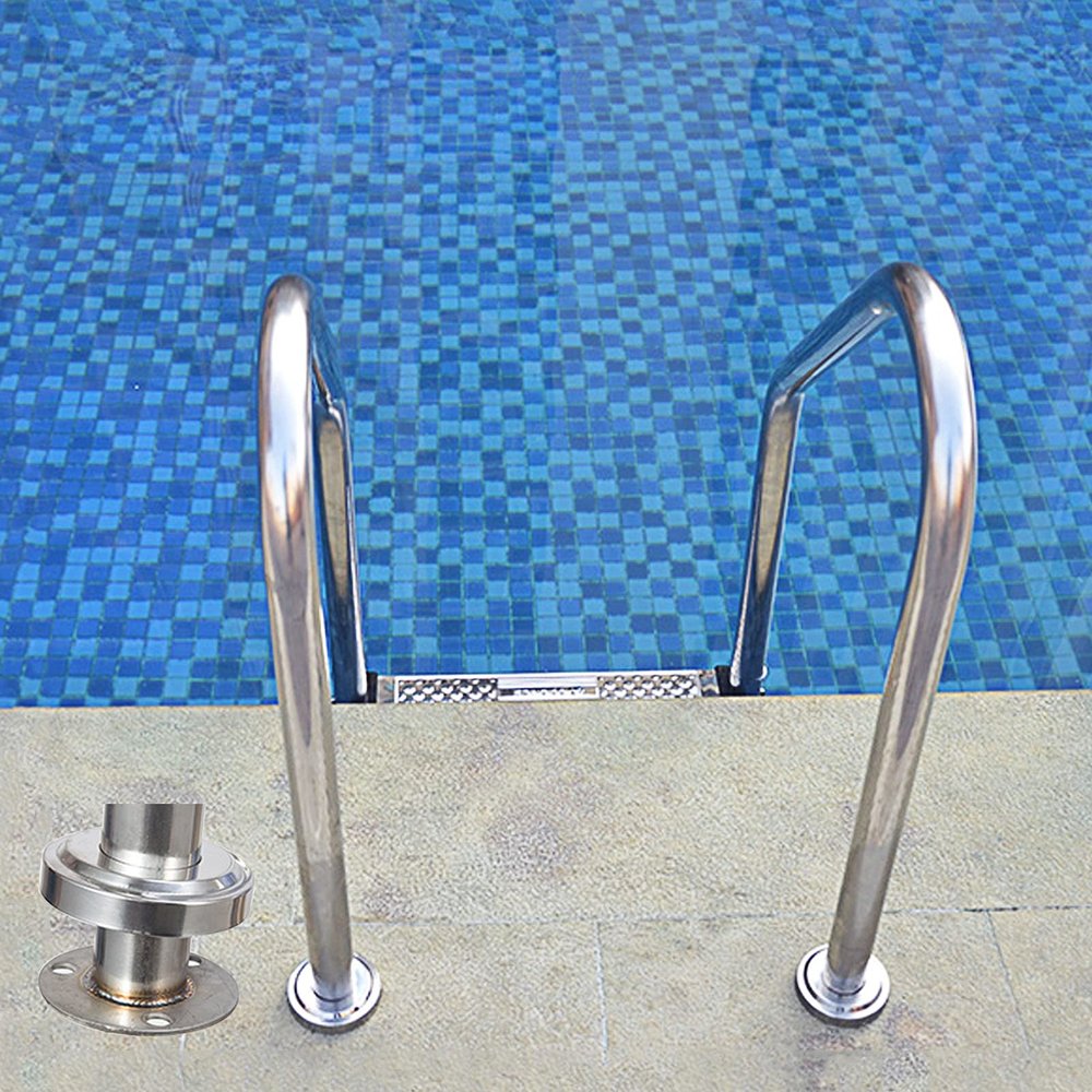 BomDog Pool Handrail, 2-Step Stainless Steel 304 Safety Handrail with Non-Slip Tread