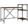Office Desk with Shelves, Smoked Oak, 135 x 50 x 90 cm view 3