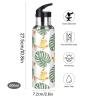 Straw Water Bottle, Leakproof, Tropical Frog & Palm Leaves, Vacuum-Insulated, 600 ml view 2