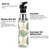 Straw Water Bottle, Leakproof, Tropical Frog & Palm Leaves, Vacuum-Insulated, 600 ml view 3